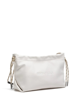 Bimba y Lola medium embossed-logo drawstring shoulder bag - White