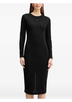 Armani Exchange long-sleeve ribbed midi dress - Black