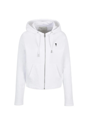 AMI Paris Ami de Coeur zip embroidered hoodie - White