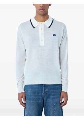 Wales Bonner point-collar knitted polo shirt - Neutrals