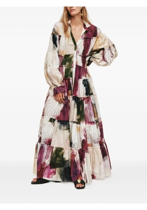 Aje Cait ruffled long-sleeve maxi dress - Neutrals