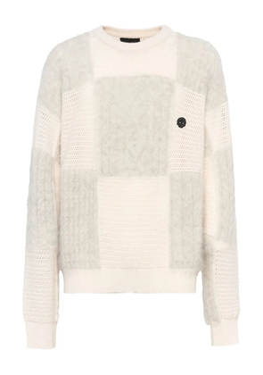 John Richmond patchwork cable-knit sweater - White