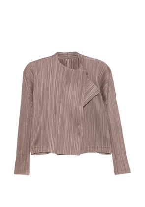 Pleats Please Issey Miyake button-up plissé jacket - Brown