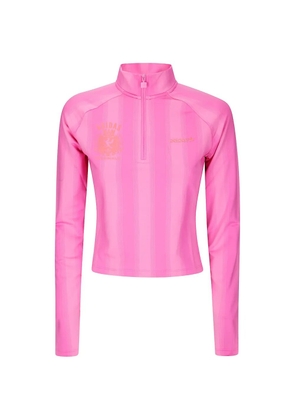 adidas logo-detail half-zip T-shirt - Pink