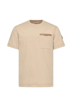 Moncler leather-trim cotton T-shirt - Neutrals