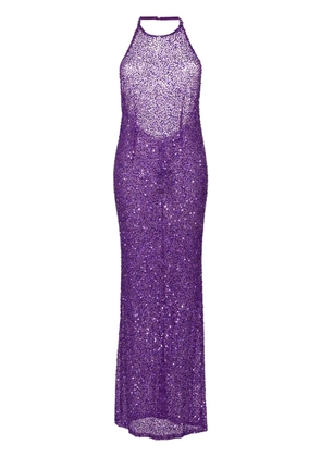 Retrofete sequinned halterneck gown - Purple