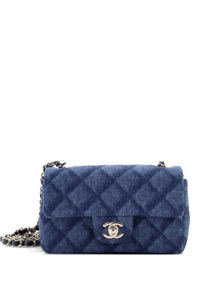 CHANEL Pre-Owned Classic Single Flap Bag 3D Quilt Printed Denim Mini crossbody bag - Blue