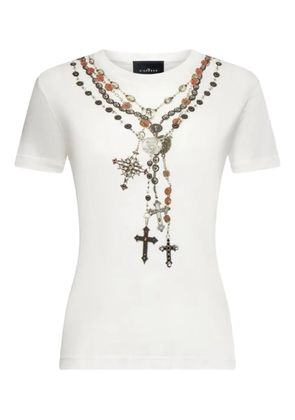 John Richmond rosary-cross printed T-shirt - White