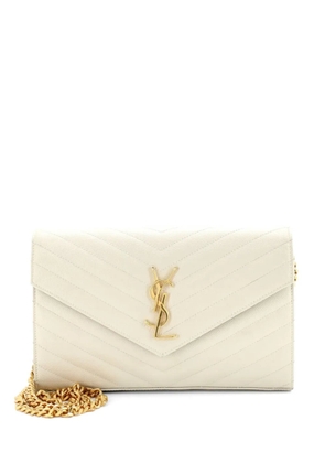 Saint Laurent Pre-Owned Classic Monogram Wallet on Chain Matelasse Chevron Leather Medium crossbody bag - White