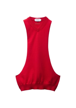 Versace V-neck logo knitted top - Red