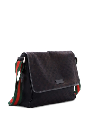 Gucci Pre-Owned Web Strap Flap Messenger GG Canvas Medium crossbody bag - Black