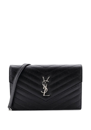 Saint Laurent Pre-Owned Classic Monogram Wallet on Chain Matelasse Chevron Leather Small crossbody bag - Black