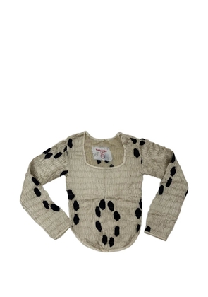 TIGRA TIGRA square neck dotted top - Neutrals