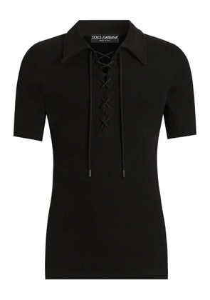 Dolce & Gabbana corded lace-up polo shirt - Black