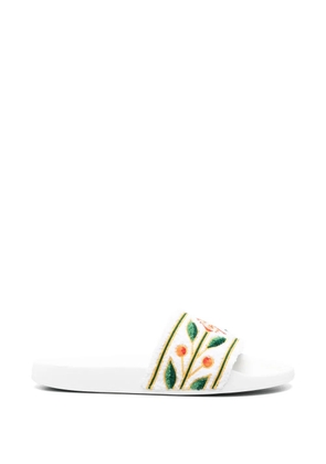 Casablanca floral-embroidered sliders - White