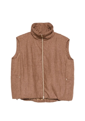 Herno funnel-neck zip gilet - Brown