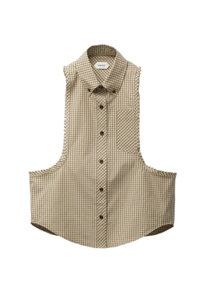 Versace micro check cotton poplin sleeveless shirt - Neutrals