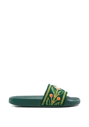 Casablanca floral-embroidered slides - Green