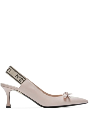 Nº21 logo-strap bow leather pumps - Pink