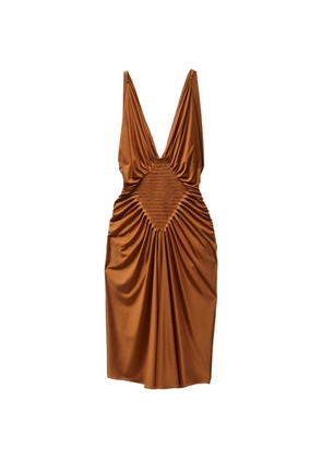 Versace V-neck gathered dress - Brown