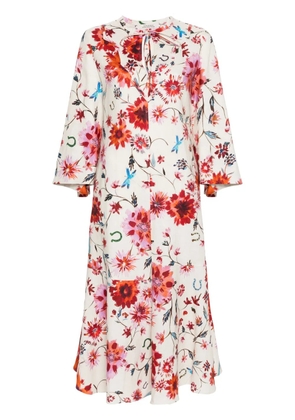 Dorothee Schumacher floral-print linen midi dress - Neutrals