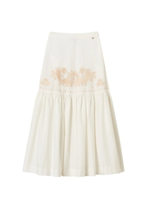 TWINSET floral-embroidered tiered skirt - White