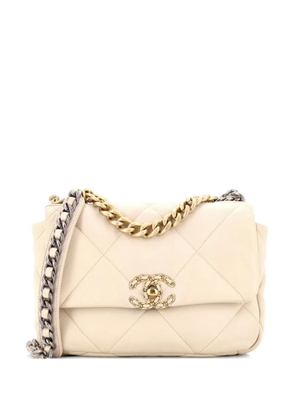 CHANEL Pre-Owned 19 Flap Bag Quilted Leather Medium crossbody bag - Neutrals