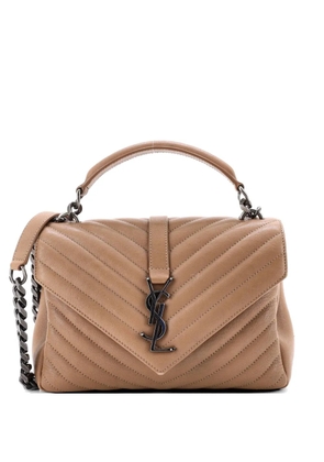 Saint Laurent Pre-Owned Classic Monogram College Bag Matelasse Chevron Leather Medium crossbody bag - Neutrals