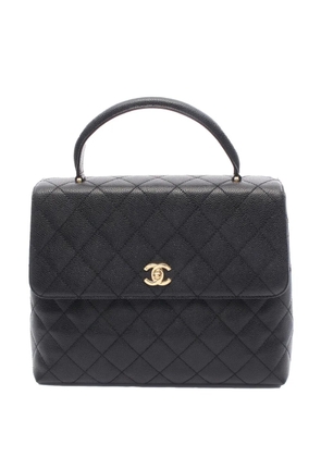 CHANEL Pre-Owned 2004-2005 CC Quilted Caviar Kelly Top Handle handbag - Black