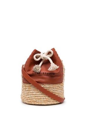 Sensi Studio logo-print panelled tote - Brown