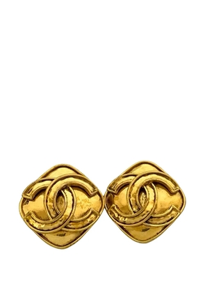 CHANEL Pre-Owned 1994 CC Gold Plated Diamond Clip On Earrings costume earrings