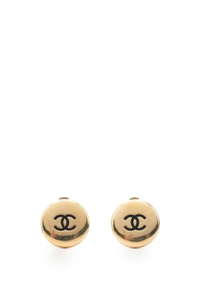 CHANEL Pre-Owned 1996 Gold Plated CC Button Clip on Earrings costume earrings