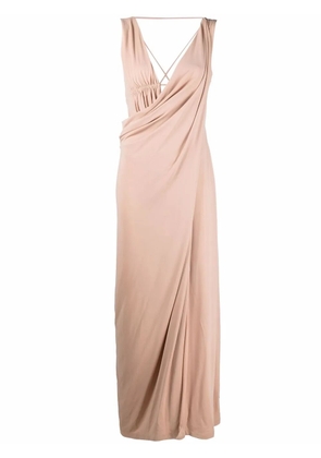 Alberta Ferretti draped crossover-detail dress - Neutrals