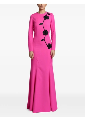 MIAU by Clara Rotescu Hyacinth floral-appliqué crew-neck maxi dress - Pink