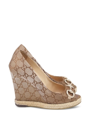 Gucci Pre-Owned espadrille platform GG-canvas wedge sandals - Neutrals