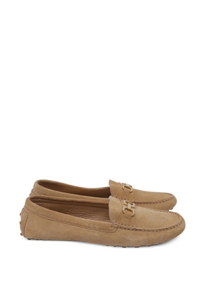 Ferragamo Pre-Owned gancini-detail suede loafers - Neutrals