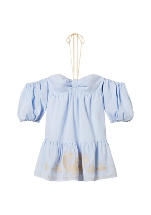 TWINSET pinstripe off-shoulder dress - Blue