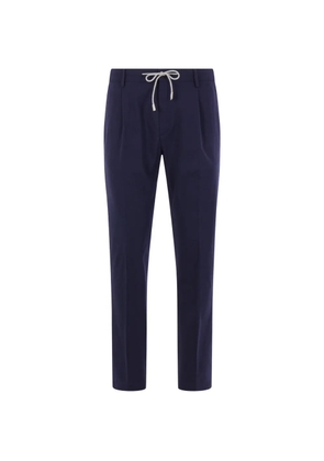 Eleventy drawstring-waist pleated trousers - Blue