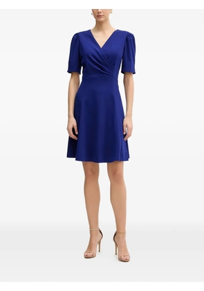 DKNY puff-sleeve V-neck mini dress - Blue