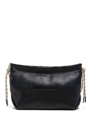 Bimba y Lola medium embossed-logo drawstring shoulder bag - Black