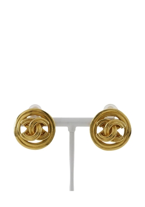 CHANEL Pre-Owned 1996 CC Gold Plated Round Clip On Earrings costume earrings