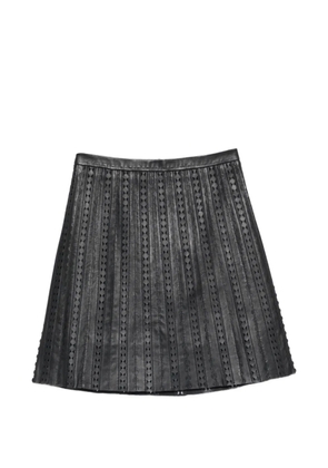 Yves Salomon perforated leather midi skirt - Black
