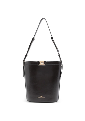 Elisabetta Franchi Naplak-effect bucket bag - Brown