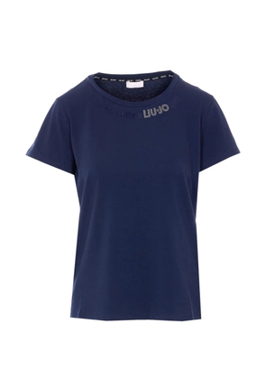 LIU JO strass logo T-shirt - Blue
