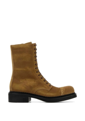 Miu Miu lace-up suede combat boots - Neutrals