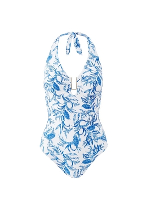 Melissa Odabash halterneck floral swimsuit - White