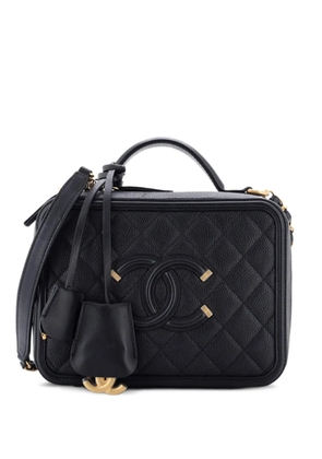 CHANEL Pre-Owned Filigree Vanity Case Quilted Caviar Medium satchel - Black