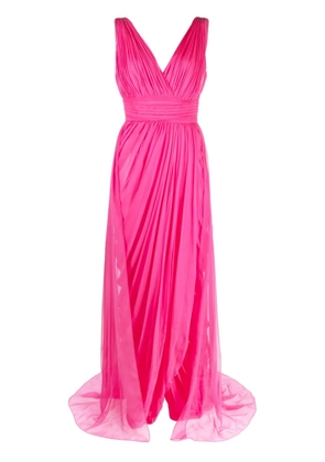 Alberta Ferretti draped tulle silk gown - Pink