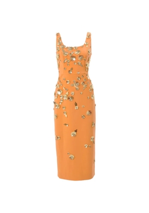 Carolina Herrera floral embellished midi dress - Orange