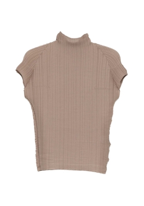 Issey Miyake ribbed high-neck shirt - Neutrals